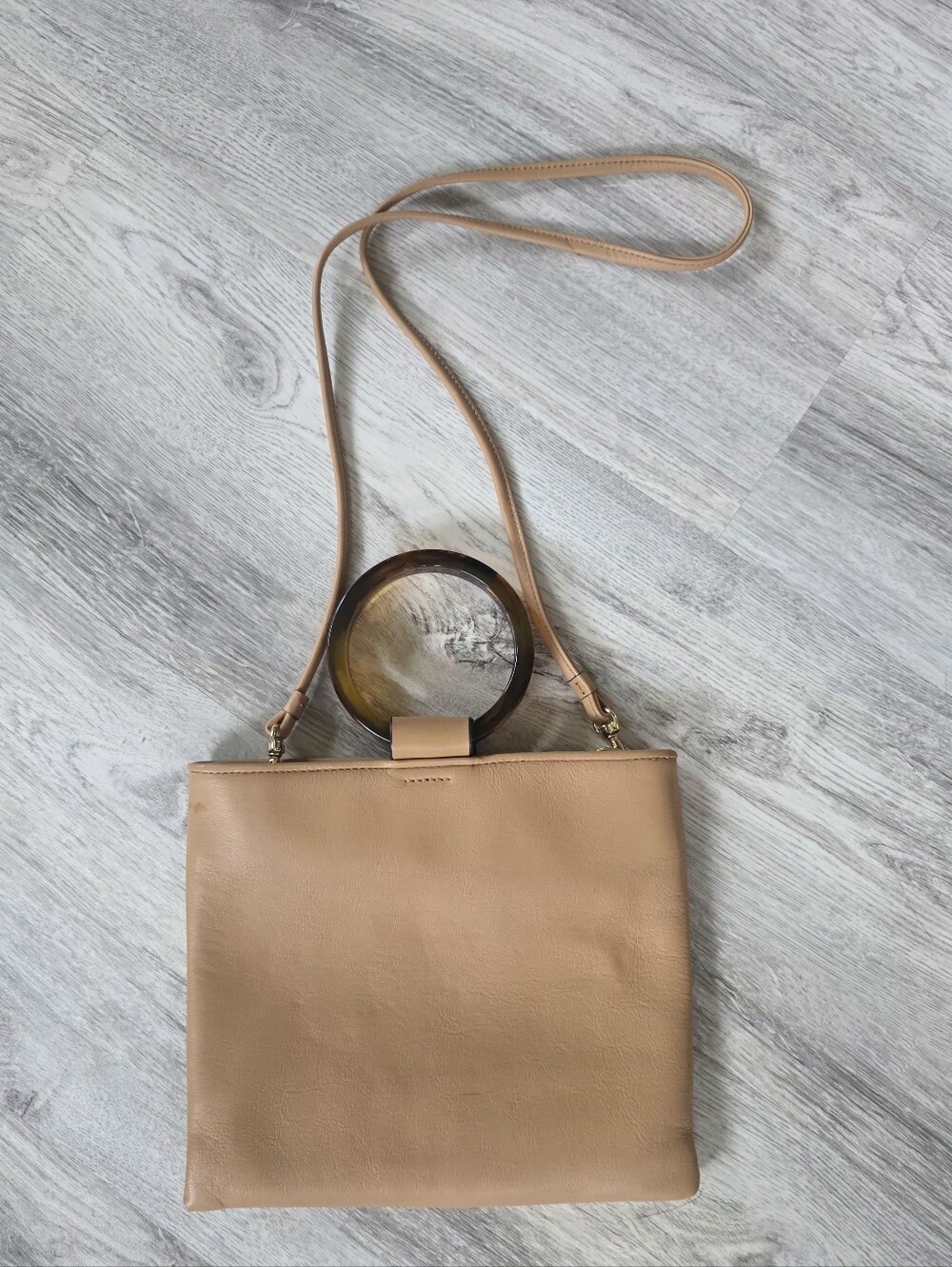 Leather Tan Woven look Bag/Purse Thacker - Picture 3 of 5